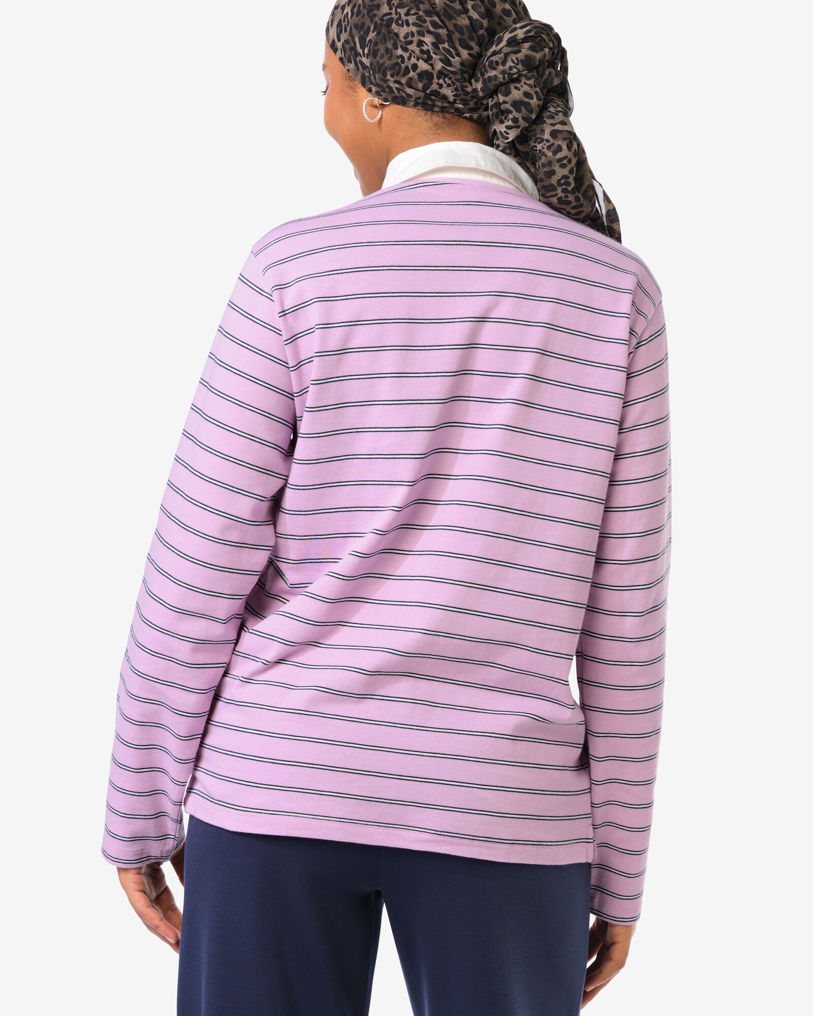 Damen-T-Shirt Elif, Jersey, gestreift rosa - 36206870PINK - HEMA