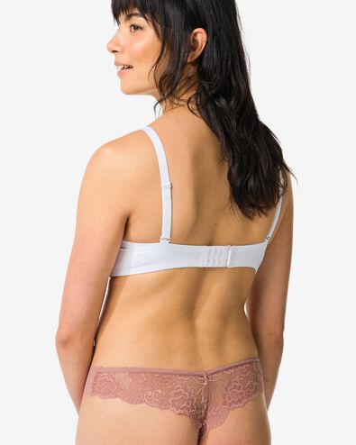 Damen-String aus Mikrofaser mit Spitze hellbraun - 19630155LIGHTBROWN - HEMA