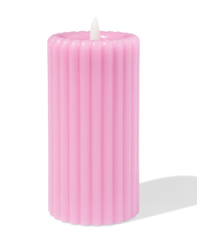 bougie led ⌀7,5x15cm nervur&eacute;e vieux rose - 13550130 - HEMA
