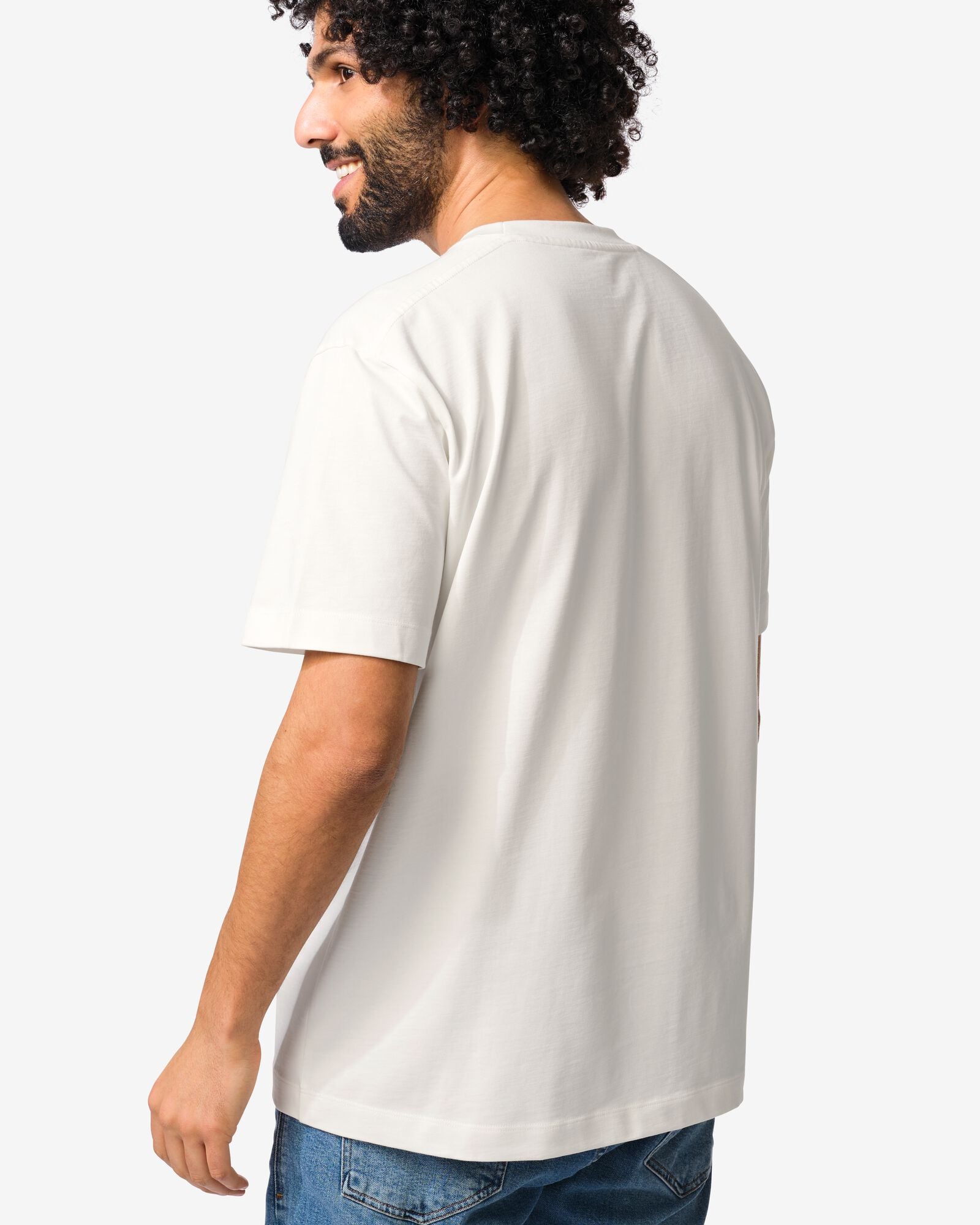 heren T-shirt Elias relaxed fit gebroken wit gebroken wit - 2129830OFFWHITE - HEMA