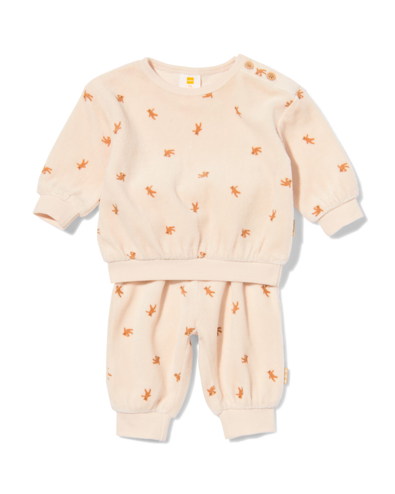 newborn kledingset velours beren ecru - 33427220ECRU - HEMA