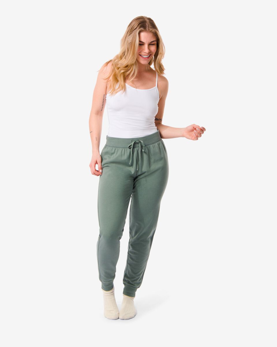 pantalon sweat lounge femme coton vert vert - 1000030241 - HEMA