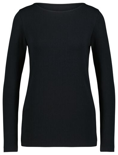 dames t-shirt boothals zwart S - 36342171 - HEMA