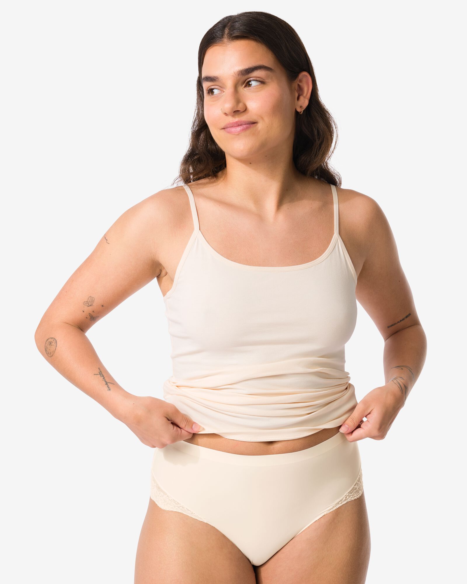 medium corrigerende string met kant lichtroze - 21590034LIGHTPINK - HEMA