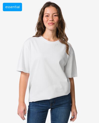 dames T-shirt  Do relaxed fit wit wit - 36304320WHITE - HEMA