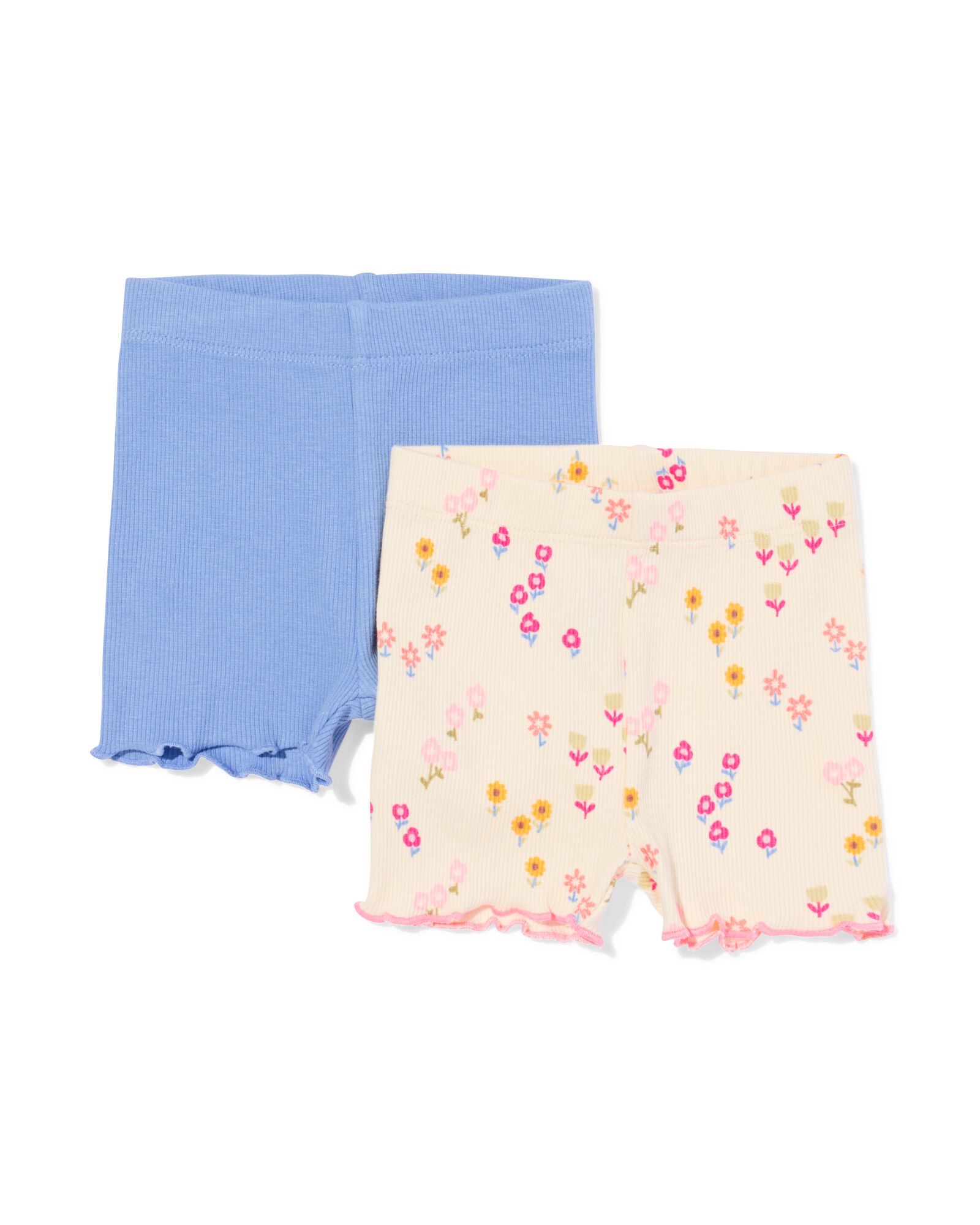 Baby-Leggings mit Rippenstruktur, Blumen &ndash; 2 St&uuml;ck blau blau - 33086670BLUE - HEMA