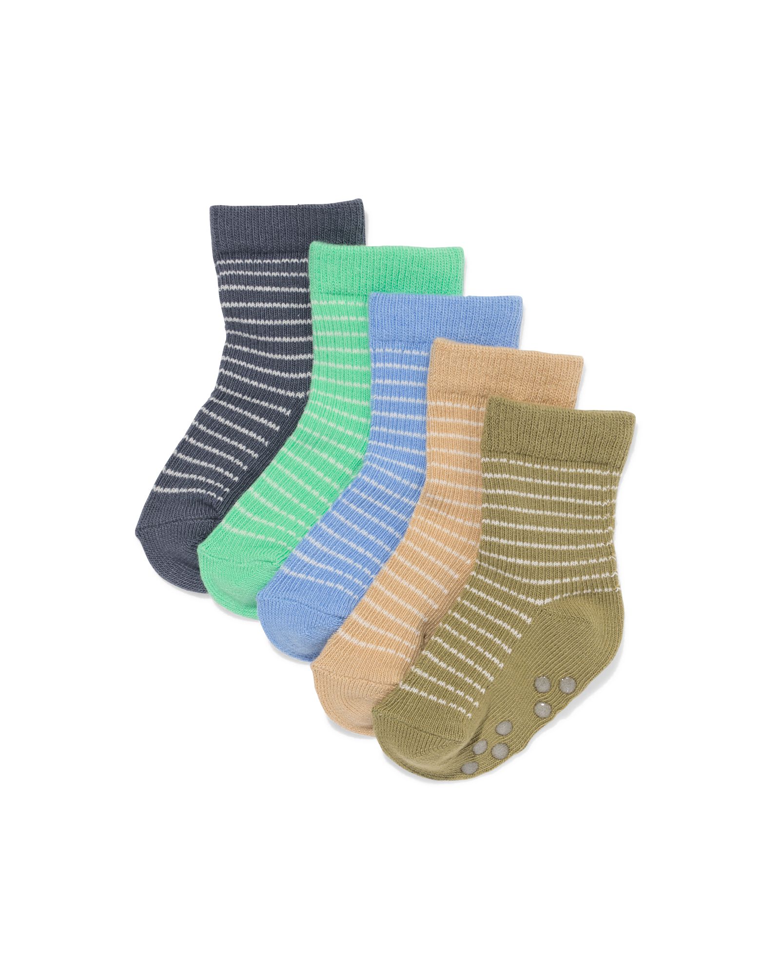 babysokken strepen - 5 stuks olijf olijf - 4731130OLIVE - HEMA