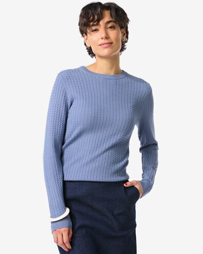 pull femme Livia torsad&eacute; bleu - 36205320BLUE - HEMA
