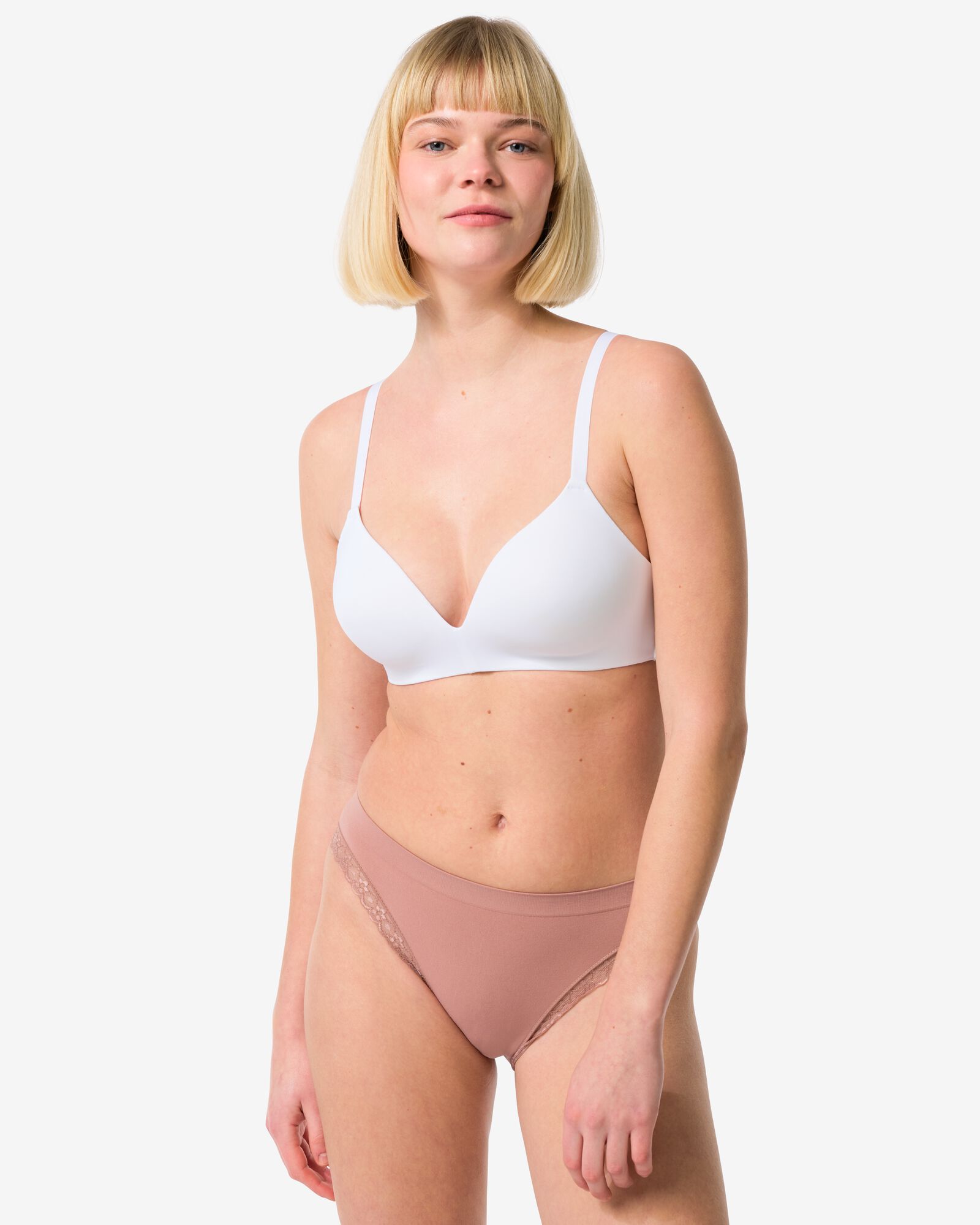 culotte femme microfibre sans couture avec dentelle marron clair - 19630814LIGHTBROWN - HEMA