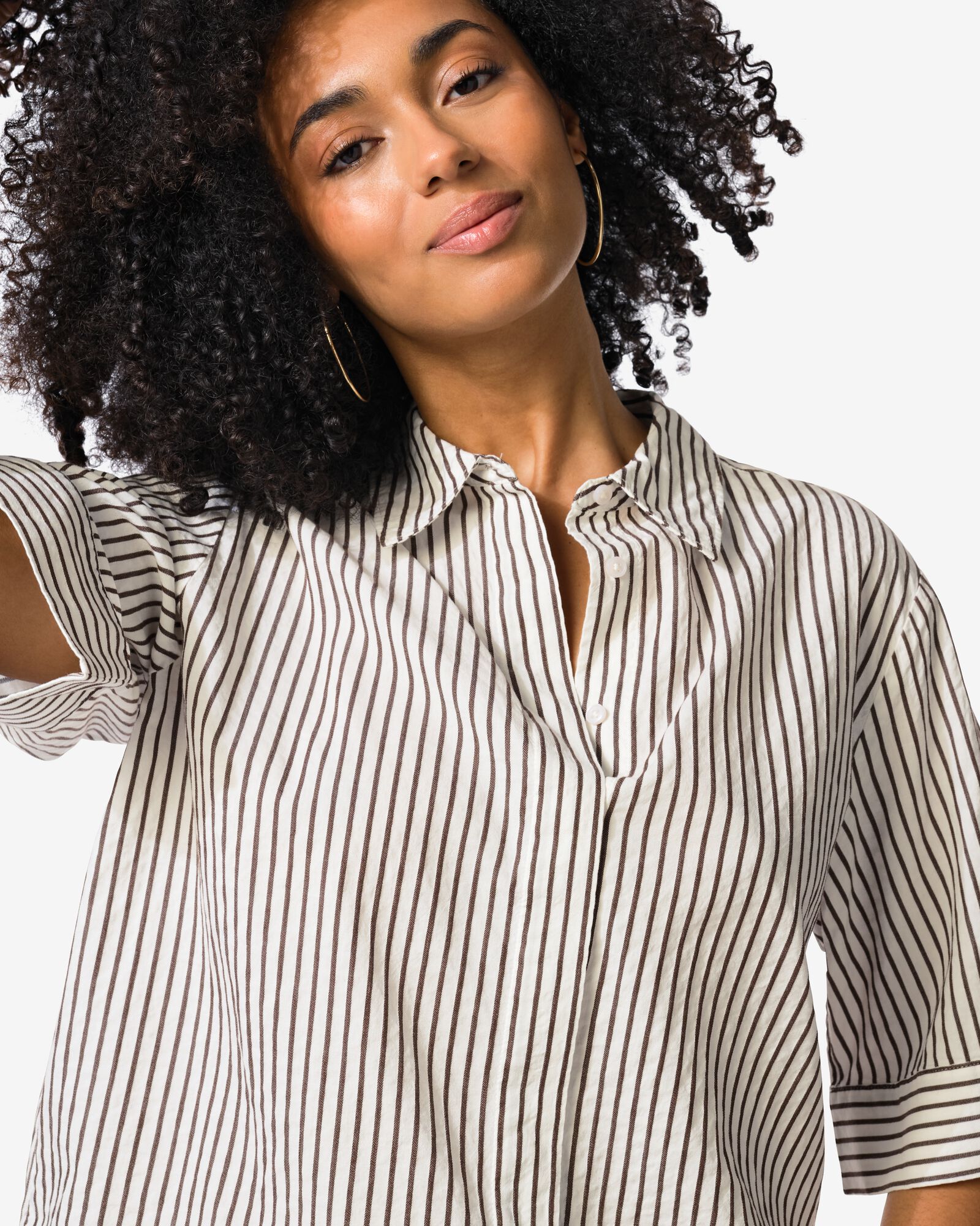 damesblouse Sally seersucker strepen wit wit - 36208850WHITE - HEMA