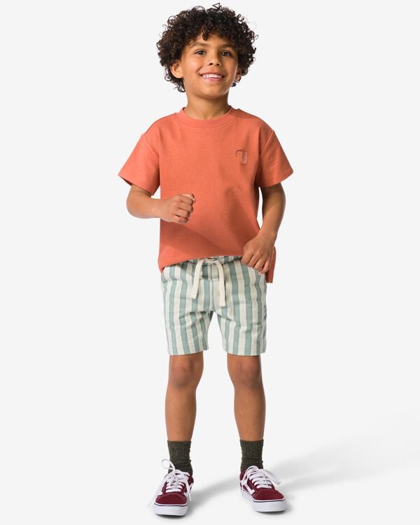 Short enfant coupe classique molleton ray&eacute; vert vert - 30718204GREEN - HEMA