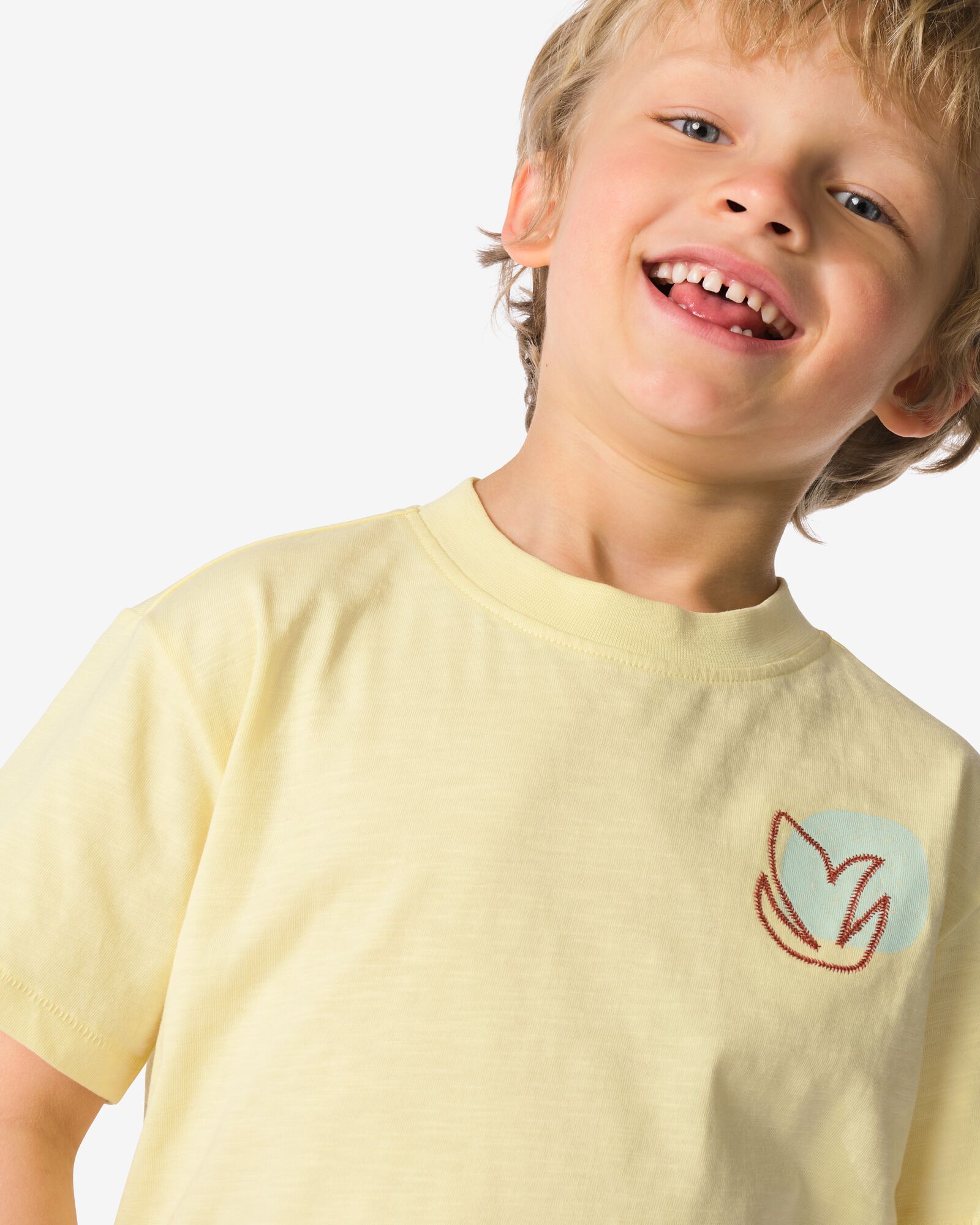 kinder T-shirt bladeren lichtgeel lichtgeel - 30719317LIGHTYELLOW - HEMA