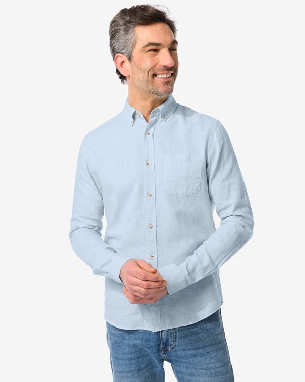 chemise homme avec lin bleu clair bleu clair - 2112440LIGHTBLUE - HEMA