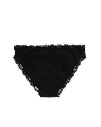 slip femme stretch coton/dentelle noir XL - 19620855 - HEMA