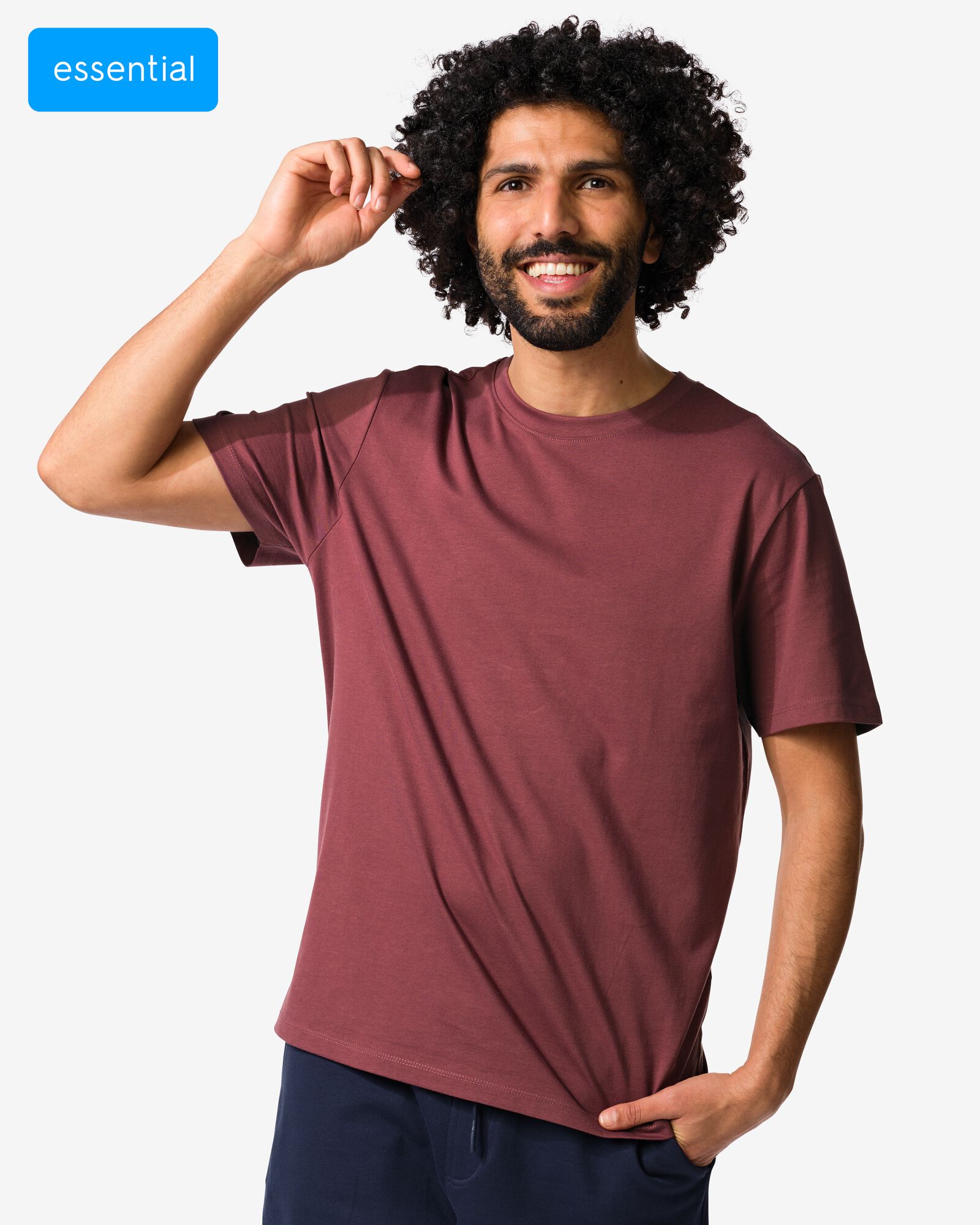 heren T-shirt regular fit middenrood middenrood - 2190400MIDRED - HEMA