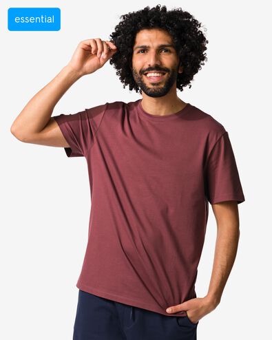 heren T-shirt regular fit middenrood middenrood - 2190400MIDRED - HEMA