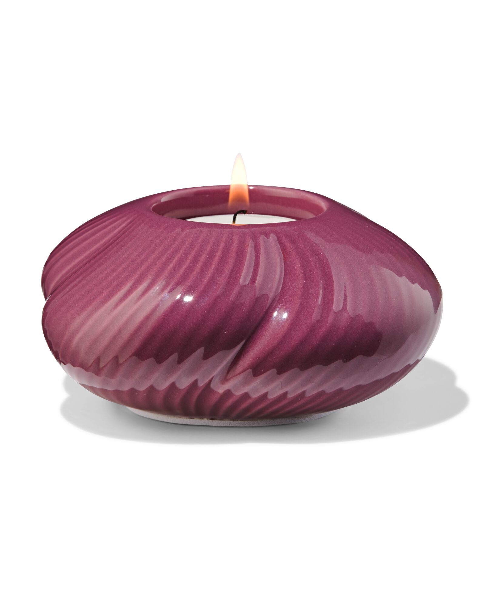 Teelichthalter Keramik, gedreht, dunkelviolett - 13325087 - HEMA