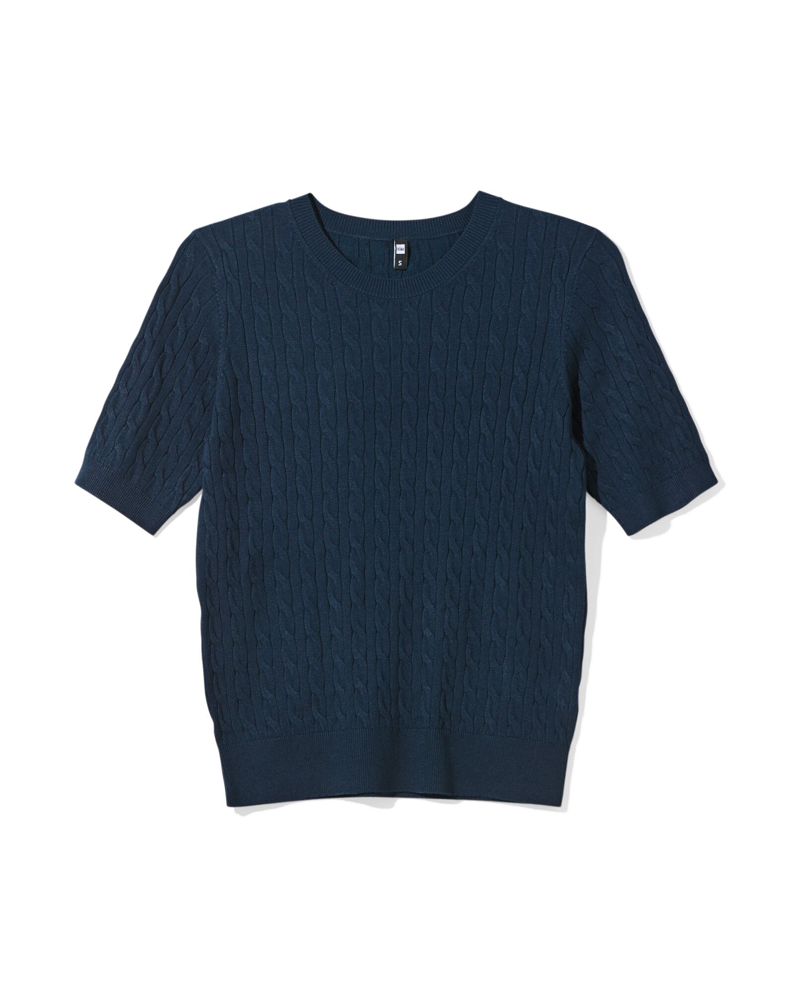 pull femme Fally en maille torsad&eacute;e bleu fonc&eacute; - 36206320DARKBLUE - HEMA