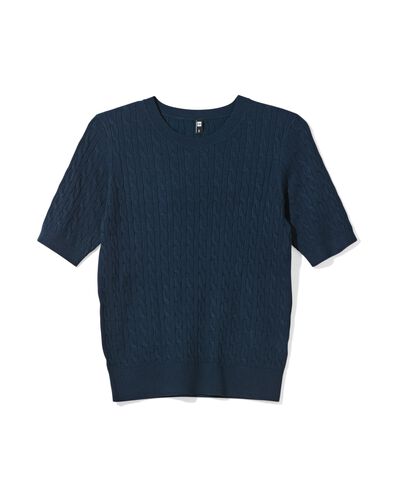 pull femme Fally en maille torsad&eacute;e bleu fonc&eacute; - 36206320DARKBLUE - HEMA