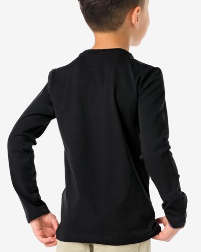 2 t-shirts basics enfant coton stretch noir 110/116 - 30729370 - HEMA