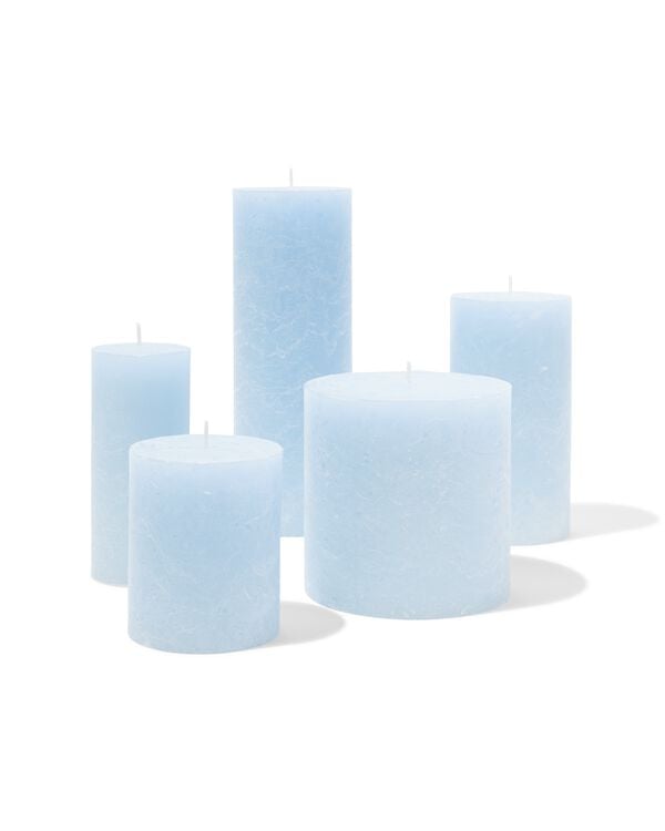 bougies rustiques bleu clair bleu clair - 1000031629 - HEMA