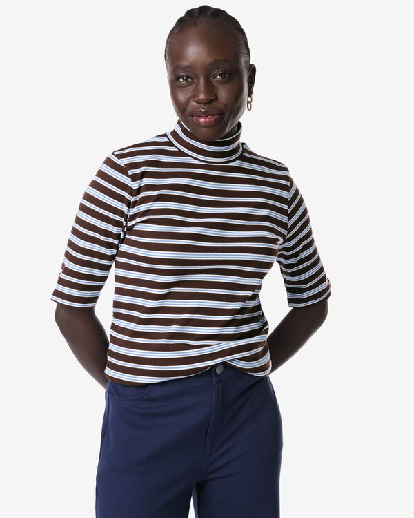 t-shirt femme Clara c&ocirc;tel&eacute; ray&eacute; noir noir - 36207150BLACK - HEMA