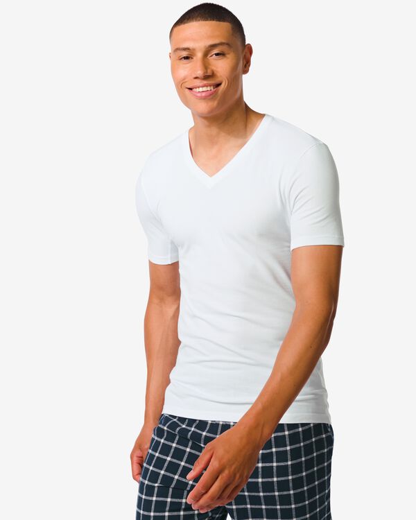 Herren-T-Shirt, Regular Fit, V-Ausschnitt, Anti-Transpiration weiß weiß - 19171050WHITE - HEMA