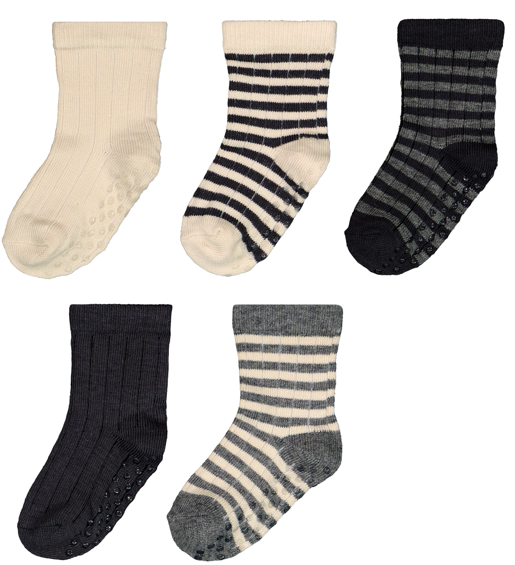 5 paires de chaussettes bébé avec bambou gris gris - 1000028747 - HEMA