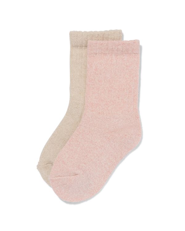 chaussettes thermiques enfant c&ocirc;tel&eacute;es - 2 paires beige beige - 4320380BEIGE - HEMA