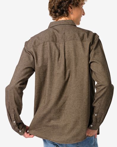 herenoverhemd Maurice flanel  bruin bruin - 2170830BROWN - HEMA