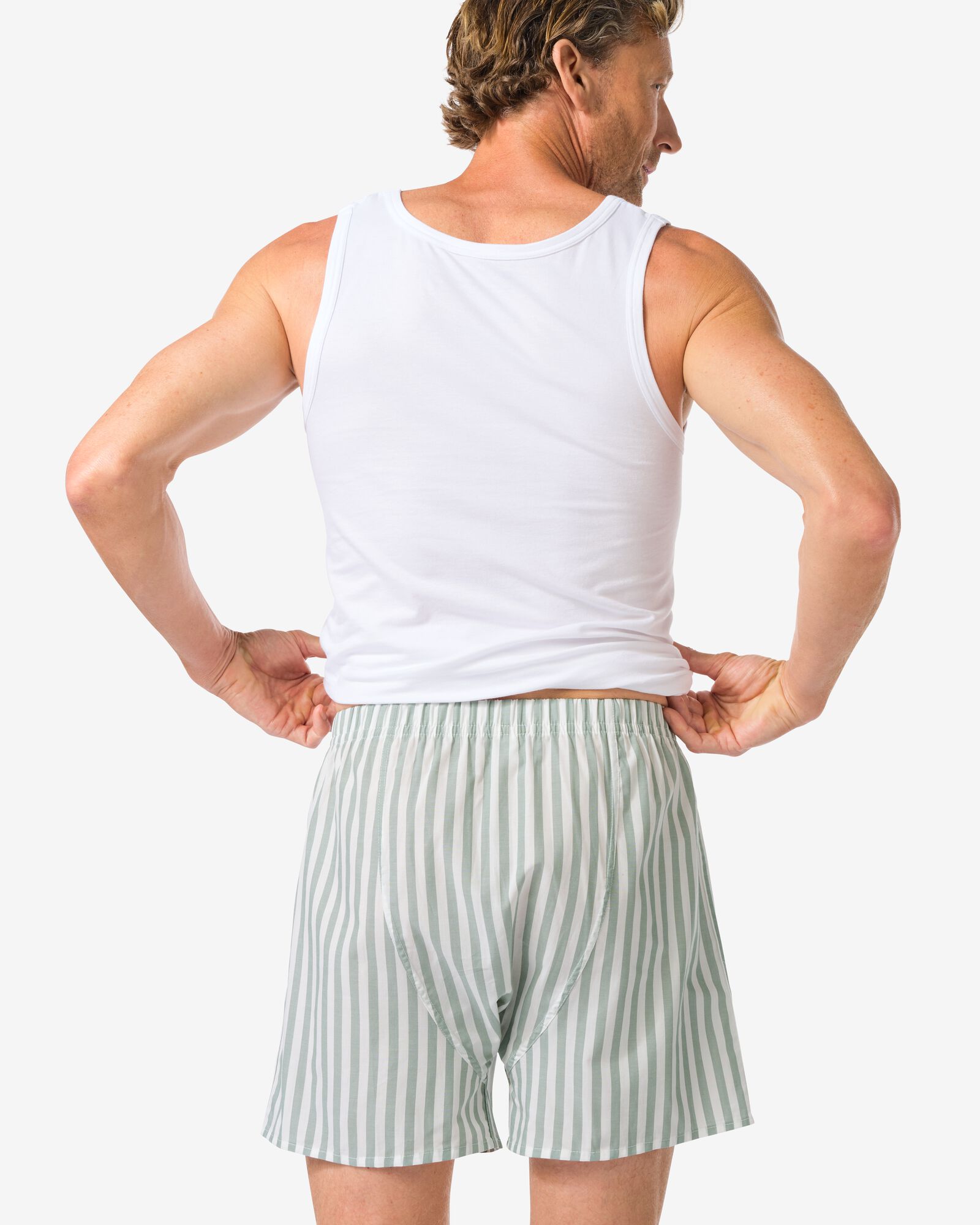 losse herenboxer strepen donkergroen donkergroen - 19190401DARKGREEN - HEMA