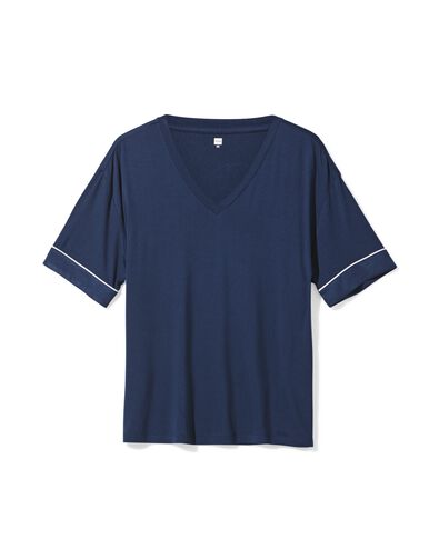 dames pyjamatop viscose donkerblauw donkerblauw - 23410467DARKBLUE - HEMA