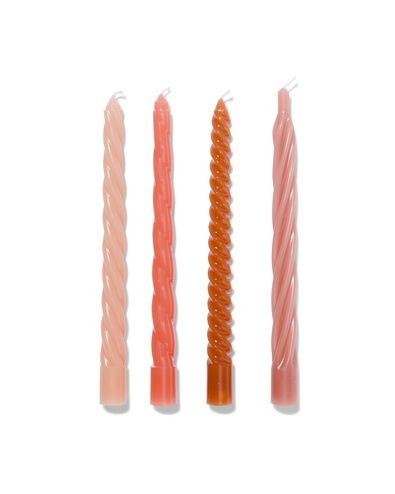 4er-Pack gedrehte Kerzen, &Oslash; 2 x 25 cm, terrakotta - 13506027 - HEMA