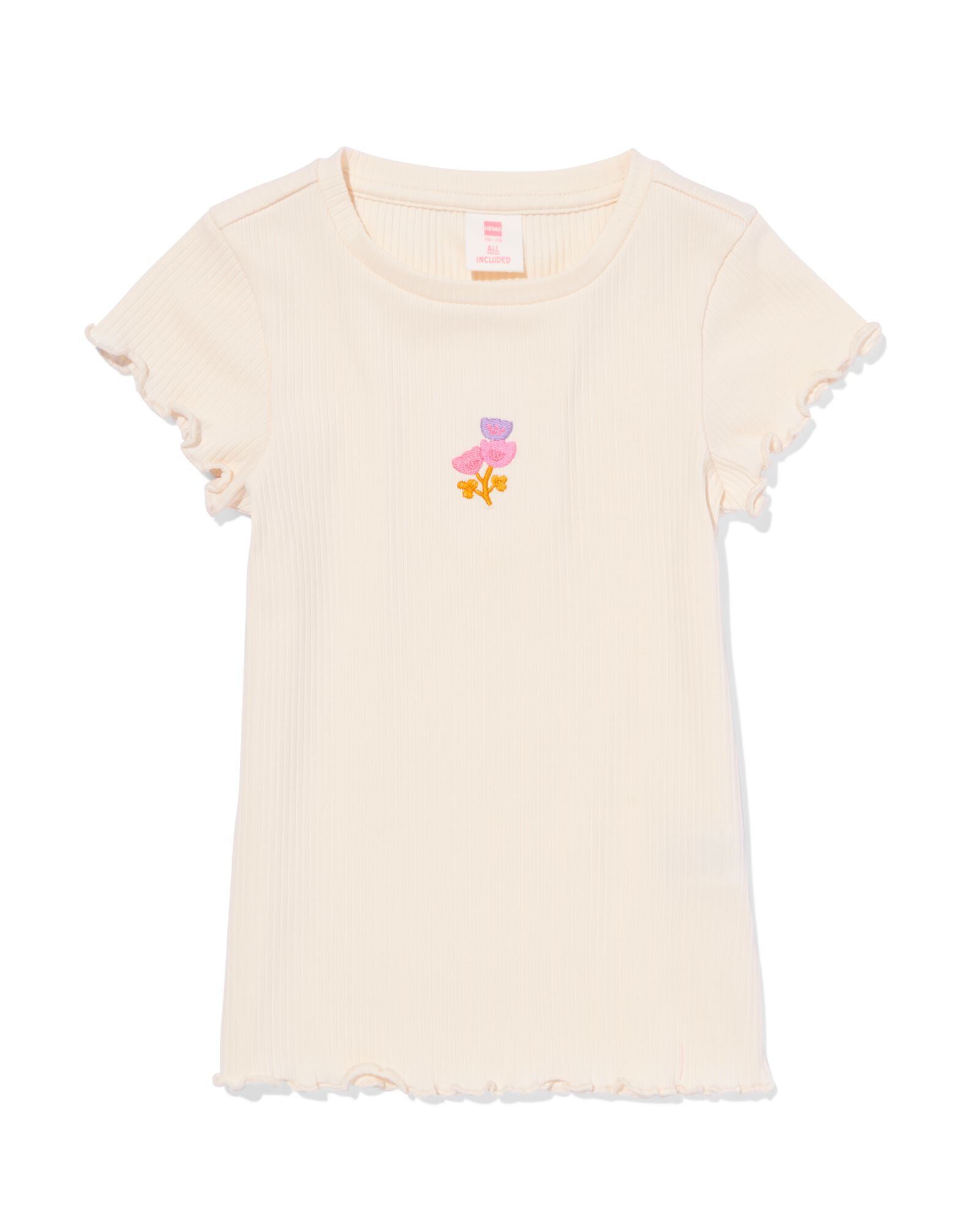 t-shirt enfant c&ocirc;tel&eacute; fleurs &eacute;cru &eacute;cru - 30846424ECRU - HEMA