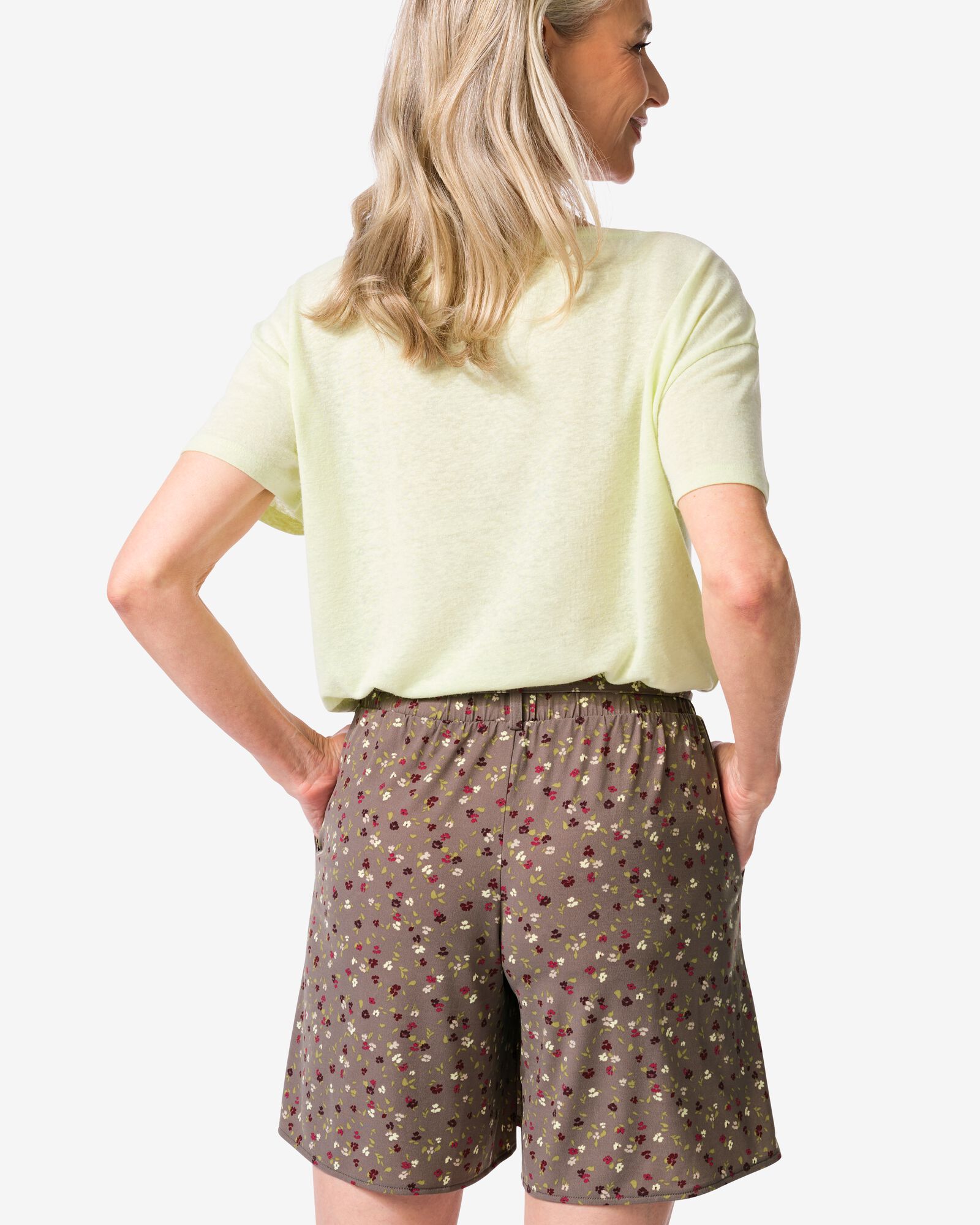 short femme Remmy coupe large jersey fleurs marron marron - 36207980BROWN - HEMA