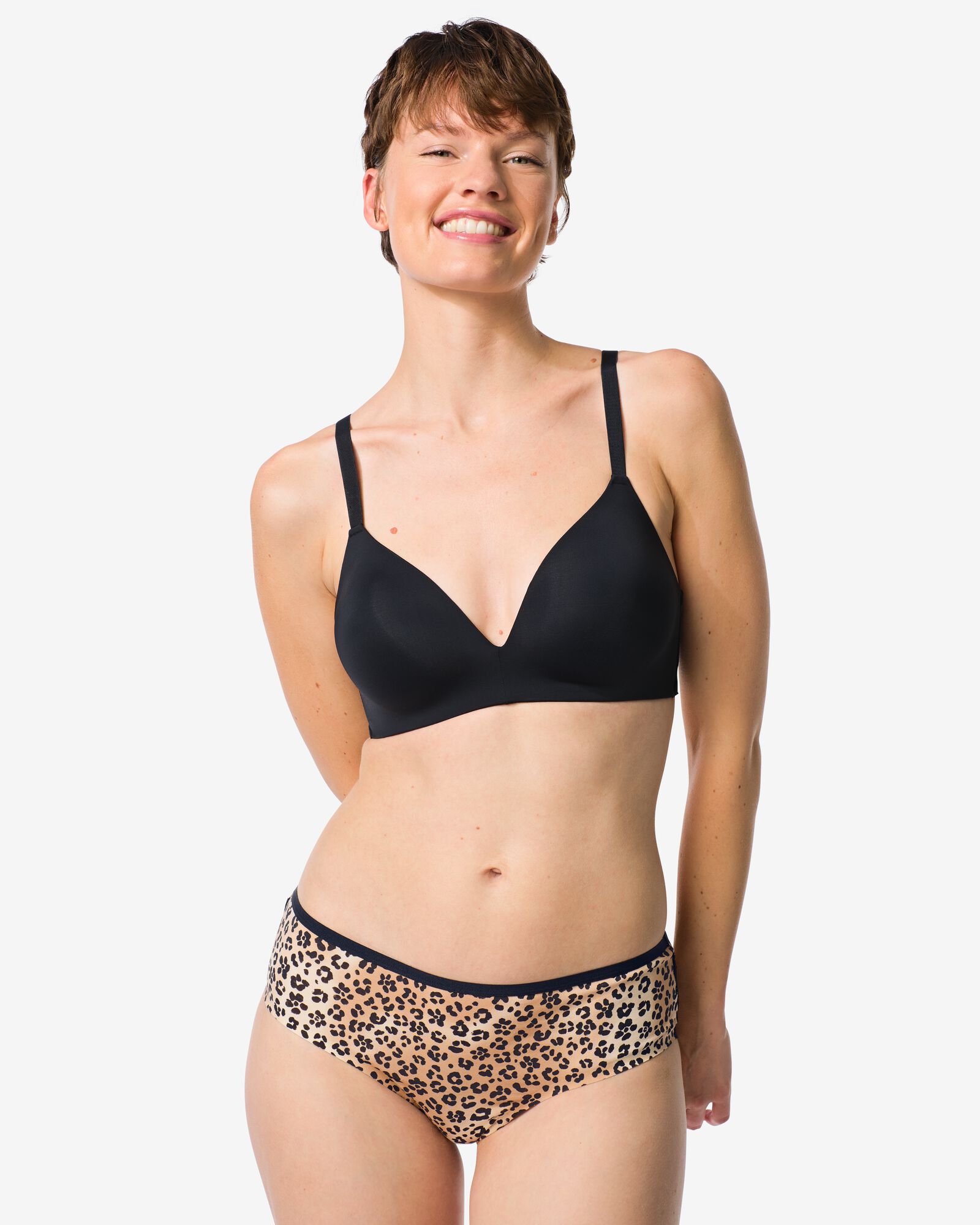 slip hipster femme coton avec dentelle l&eacute;opard beige beige - 19601804BEIGE - HEMA