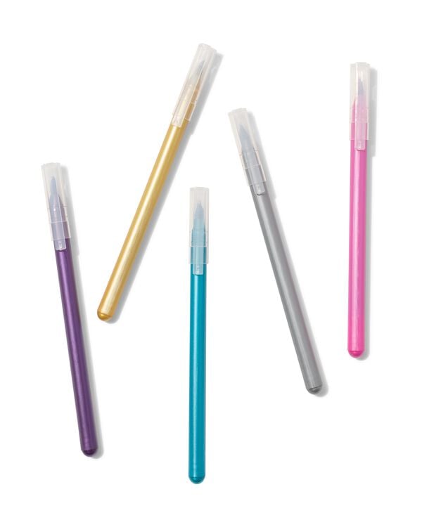 stylos pinceaux m&eacute;talliques - 5 pi&egrave;ces - 14404003 - HEMA