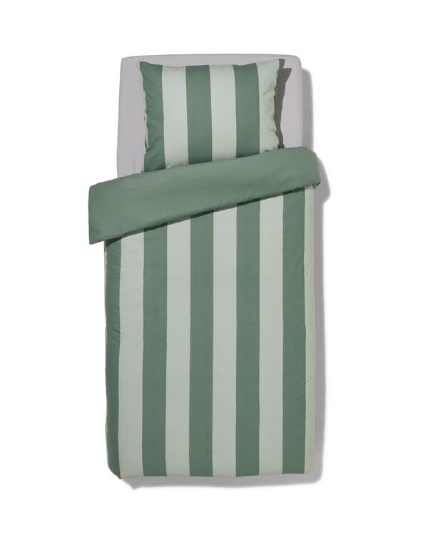 housse de couette 140x200/220cm coton doux ray&eacute; vert - 5790091 - HEMA