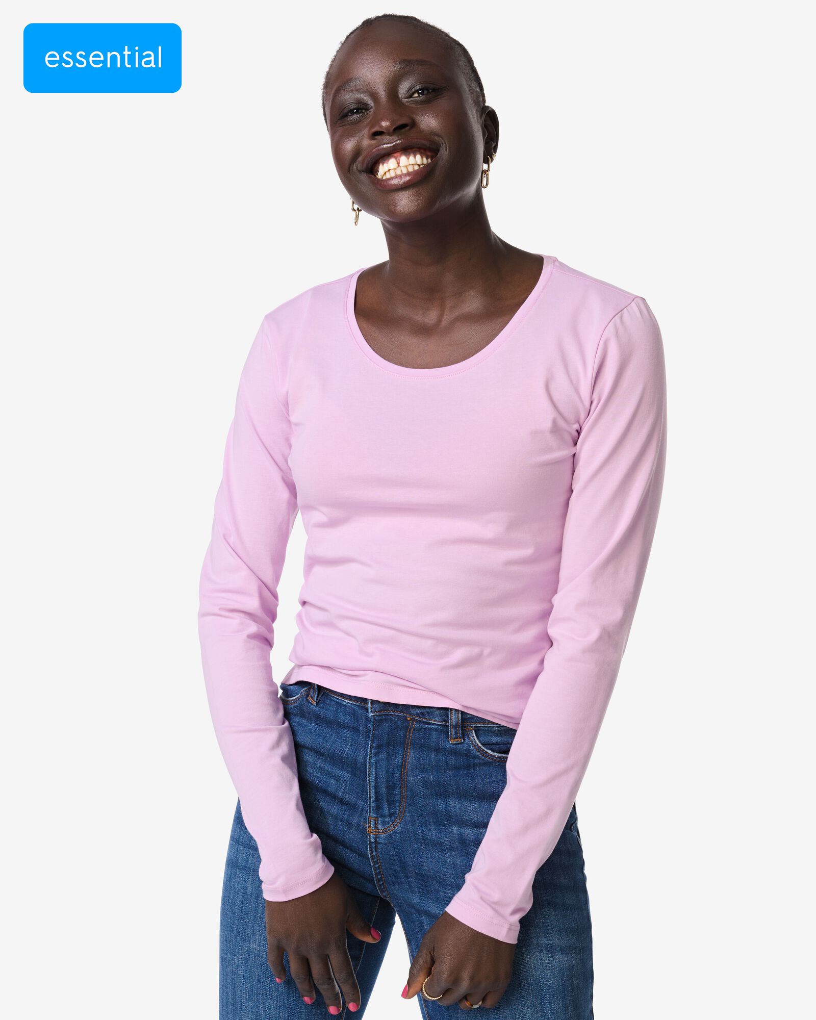 Damen-T-Shirt, figurbetonte Passform, Rundhals rosa rosa - 36302120PINK - HEMA