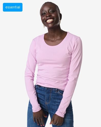 Damen-T-Shirt, figurbetonte Passform, Rundhals rosa rosa - 36302120PINK - HEMA
