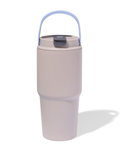 gobelet avec paille 600 ml inox gris - 80650267 - HEMA