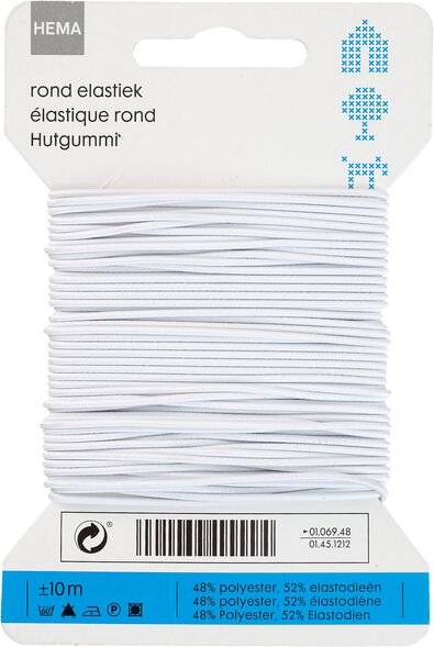 rond elastiek 10m wit - 1451212 - HEMA