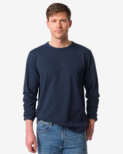 heren T-shirt Loek jersey strepen donkerblauw donkerblauw - 2101950DARKBLUE - HEMA