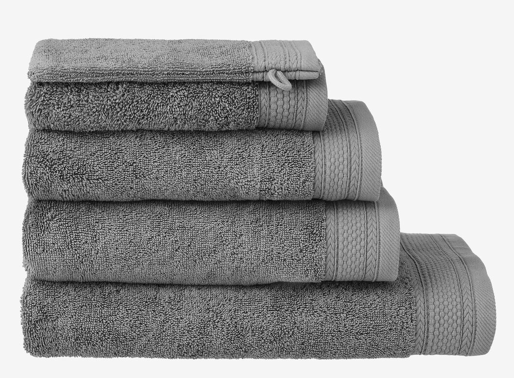 serviettes de bain - qualité hôtel très épaisse gris foncé - 1000015164 - HEMA