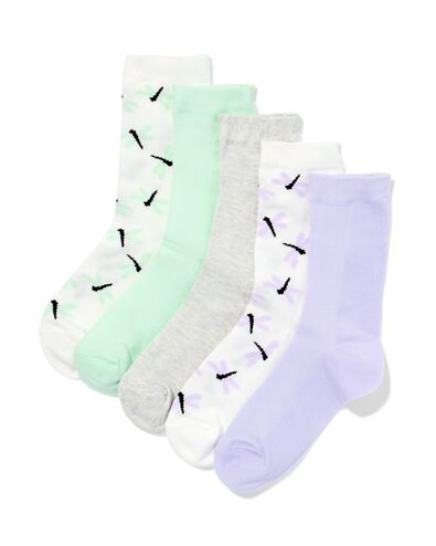 Damensocken, Libellen &ndash; 5 Paar wei&szlig; - 4280020WHITE - HEMA