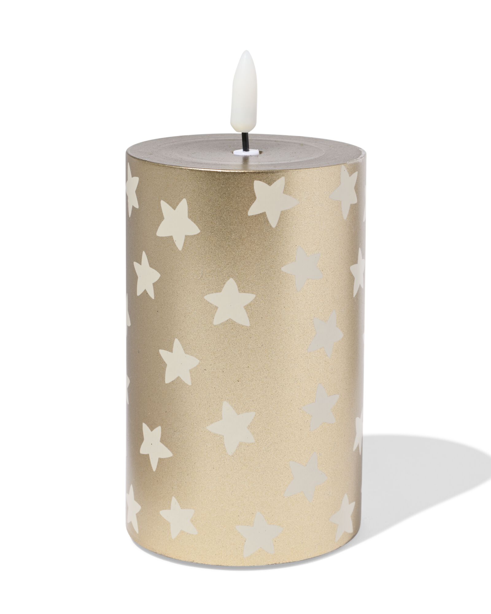 LED, Stumpenkerze, 7,5 &times; 12 &times; 7,5 cm, Stern, gold - 25500079 - HEMA