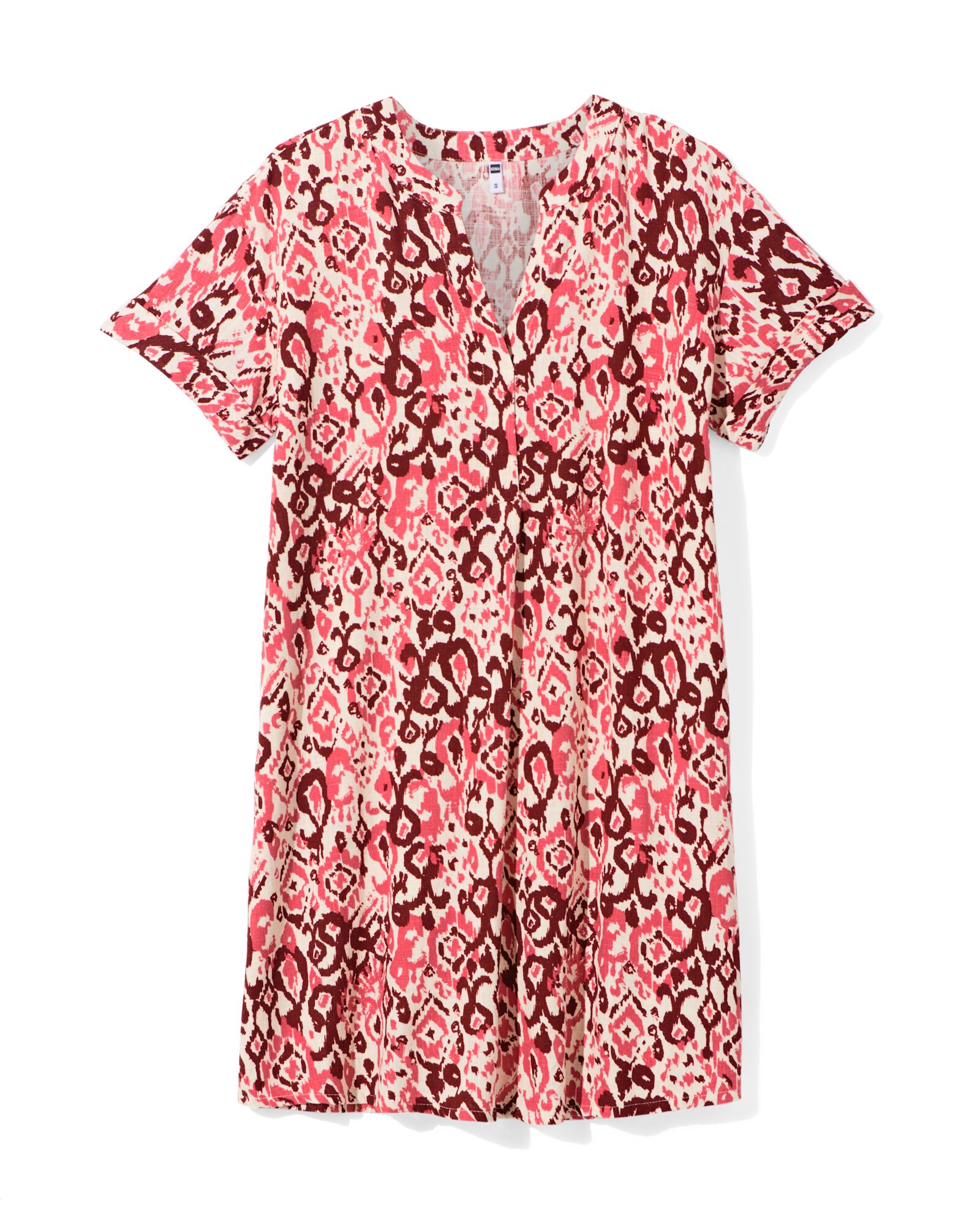 Damenkleid Sola mit Leinen, Grafik rot - 36279070RED - HEMA