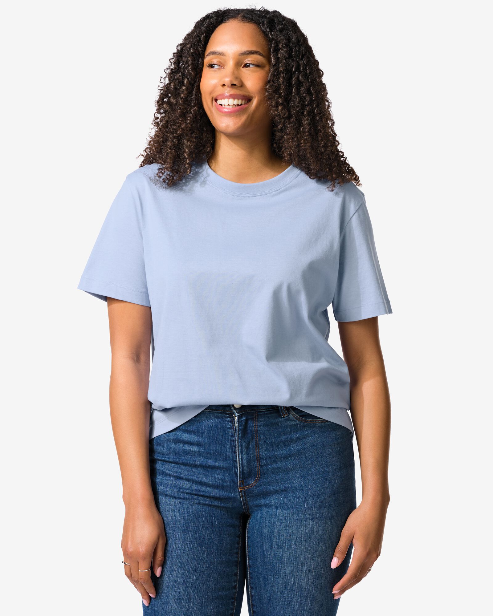 dames T-shirt Larissa regular fit  lichtblauw lichtblauw - 36302960LIGHTBLUE - HEMA