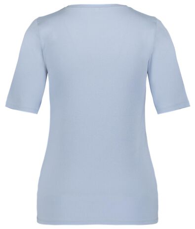 t-shirt femme côtelé bleu clair - 1000024891 - HEMA