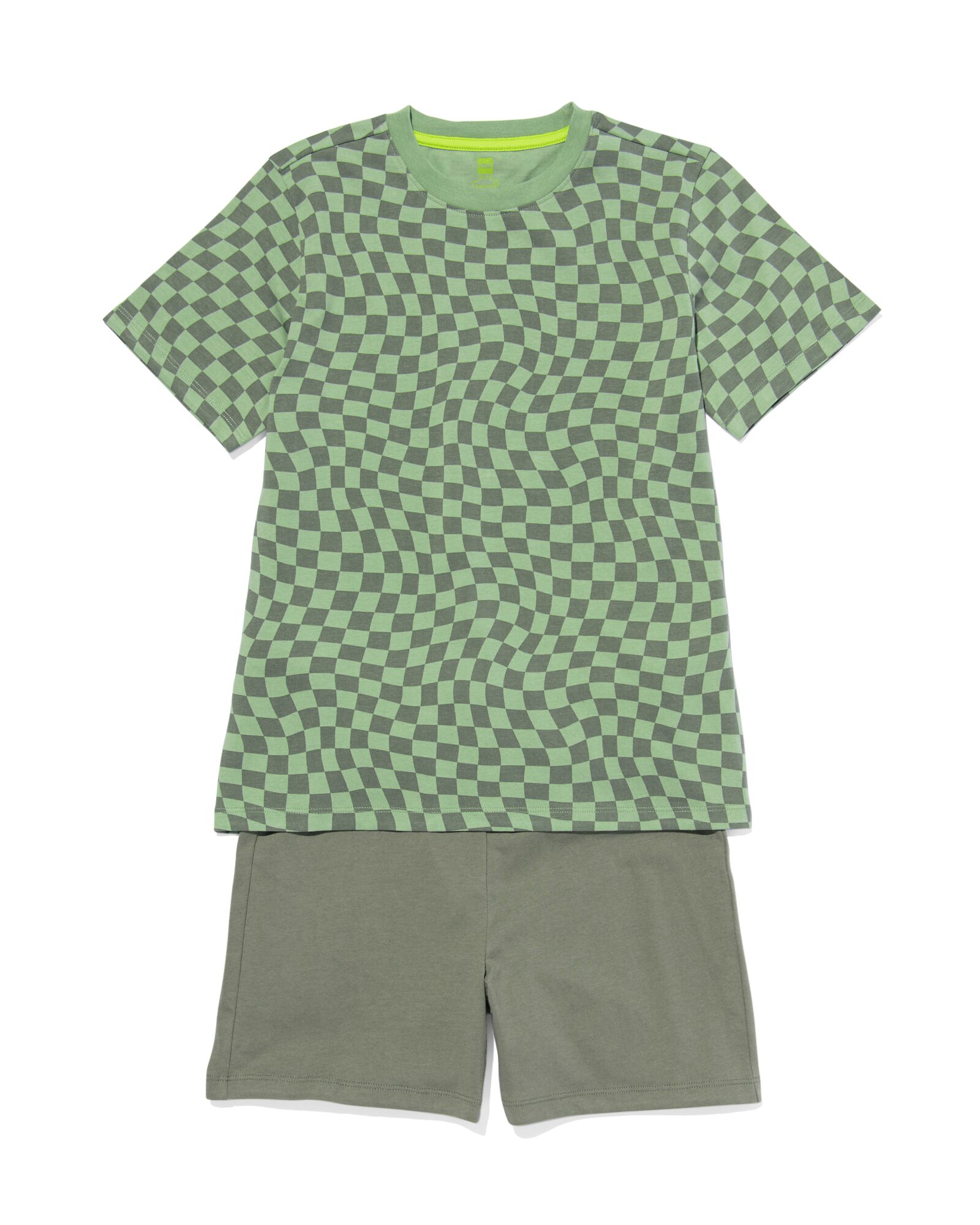 hema pyjacourt enfant carreaux coton stretch vert (vert)